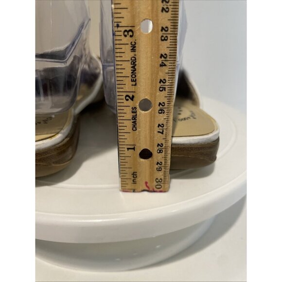 VTG Thom McAn Leather Slip On Mules Flats Women 6 White Comfort Old Money Japan - Picture 6 of 10